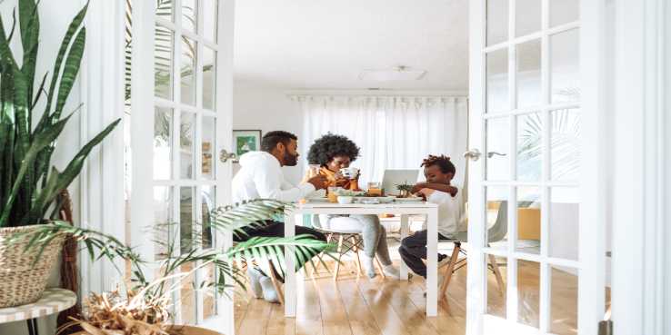 Family sat a table