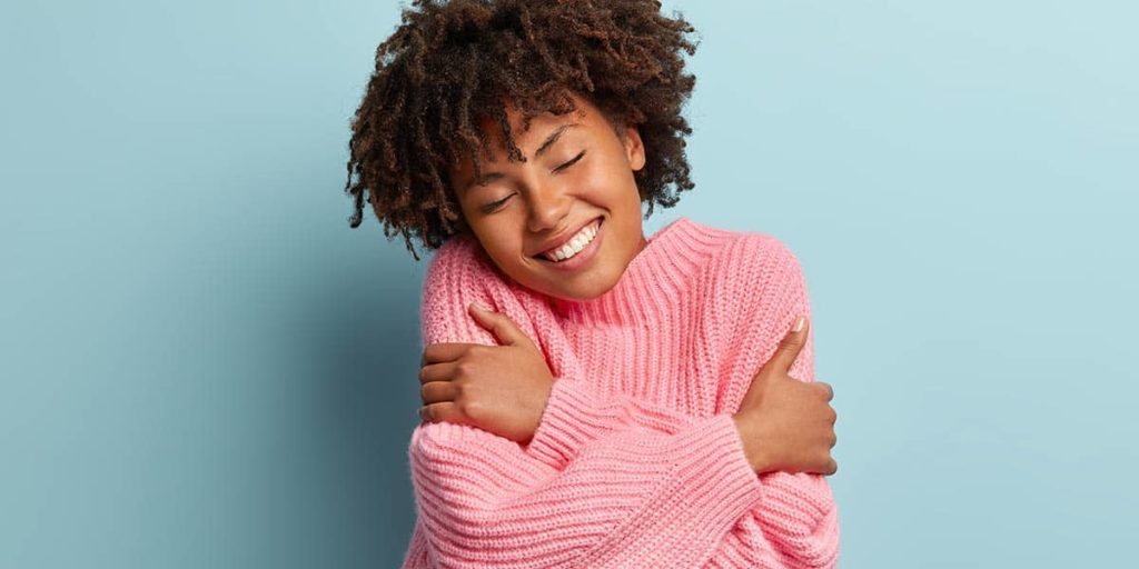 positive mindset / girl embracing herself