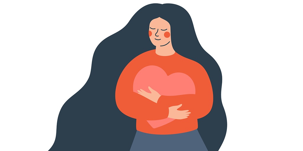 How To Overcome Toxic Shame illustration of girl with long black hair wearing a red heart jumper