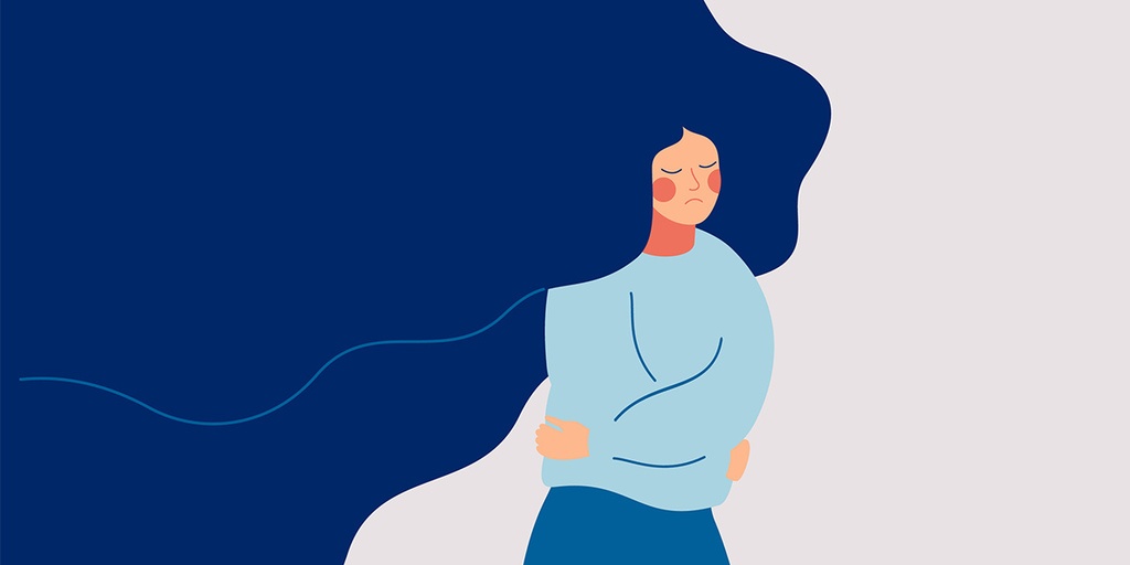symptoms / girl illustration with blue hair