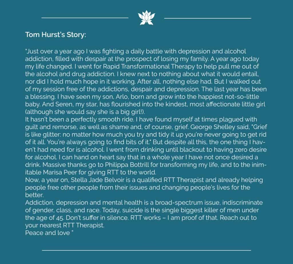 overcoming alcohol addiction Tom Hurst Testimonial