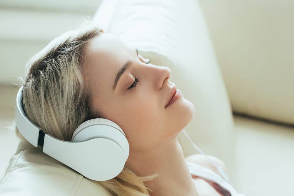 woman with headphones