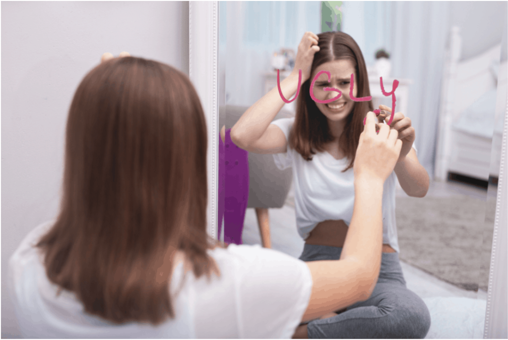 ugly written on mirror